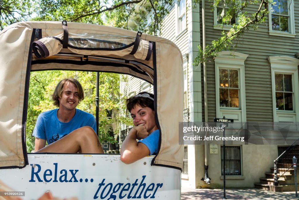 Georgia, Savannah, historic district, Lafayette Square, Pedi cab drivers