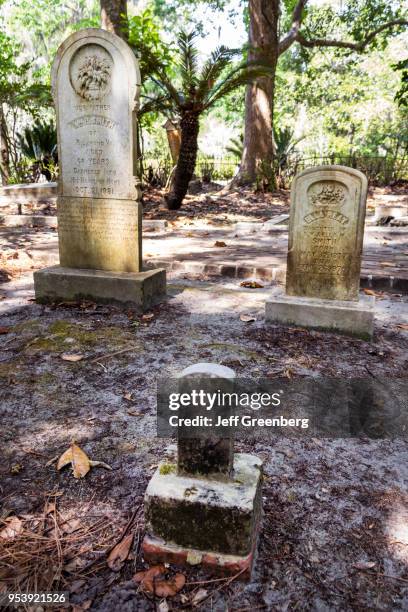 Georgia, St. Simons Island, Frederica, Christ Church, historic cemetery gravestones.