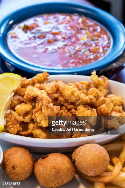 North Carolina, Ocracoke Island, Jason's restaurant, chowder, fried clams and hush puppies.