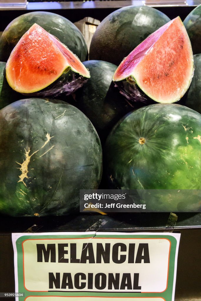 Portugal, Porto, Mercado do Bom Sucesso, local water melon for sale