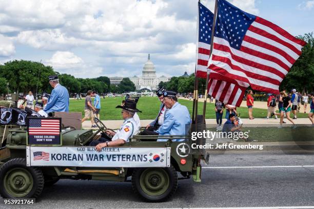 Washington DC, National Memorial Day Parade, float, Jeep, Korean War Veterans, Capitol Building.