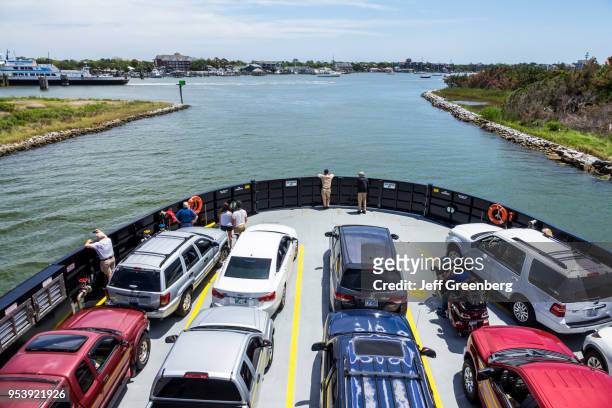 North Carolina, Outer Banks, Ocracoke Island, ferry boat arriving.