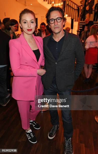 Cast members Seana Kerslake and Ben Chaplin attend the press night performance of "Mood Music" at The Old Vic Theatre on May 2, 2018 in London,...