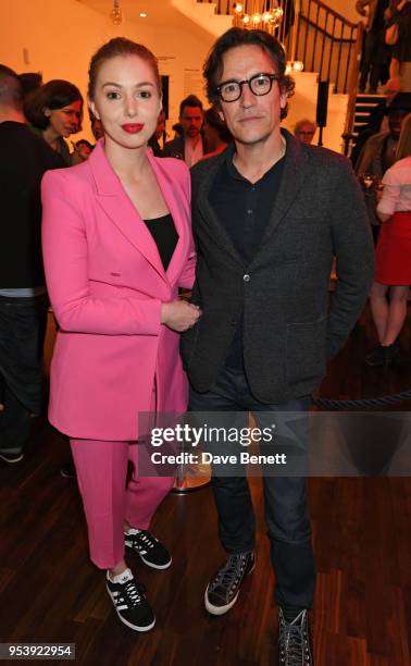 Cast members Seana Kerslake and Ben Chaplin attend the press night performance of "Mood Music" at The Old Vic Theatre on May 2, 2018 in London,...