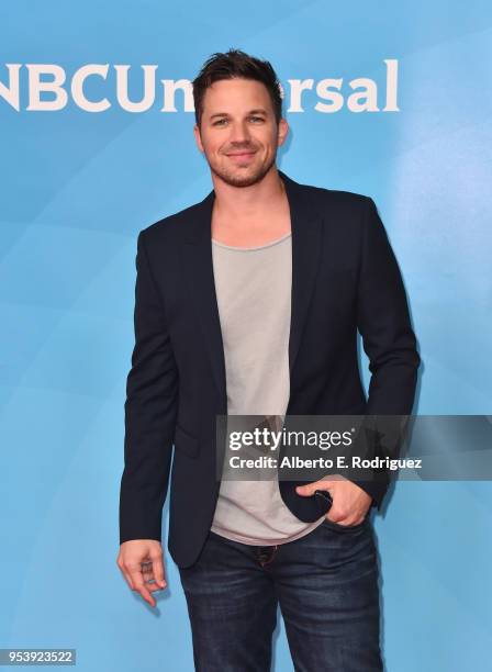 Actor Matt Lanter attends NBCUniversal's Summer Press Day 2018 at The Universal Studios Backlot on May 2, 2018 in Universal City, California.