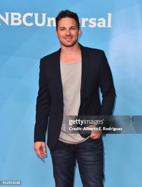 Actor Matt Lanter attends NBCUniversal's Summer Press Day 2018 at The Universal Studios Backlot on May 2, 2018 in Universal City, California.