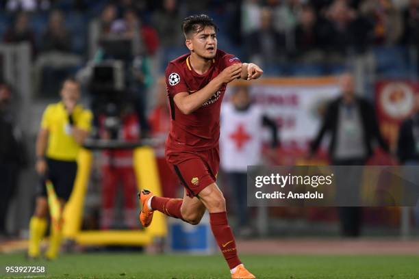 Cengiz Under of AS Roma reacts during the UEFA Champions League semi final return match between AS Roma and Liverpool FC at Stadio Olimpico on May 2,...