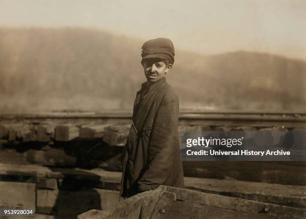Harley Bruce, Young Coupling Boy at Tippling of Indian Mountain Mine, Proctor Coal Company, Three-Quarter Length Portrait, near Jellico, Tennessee,...