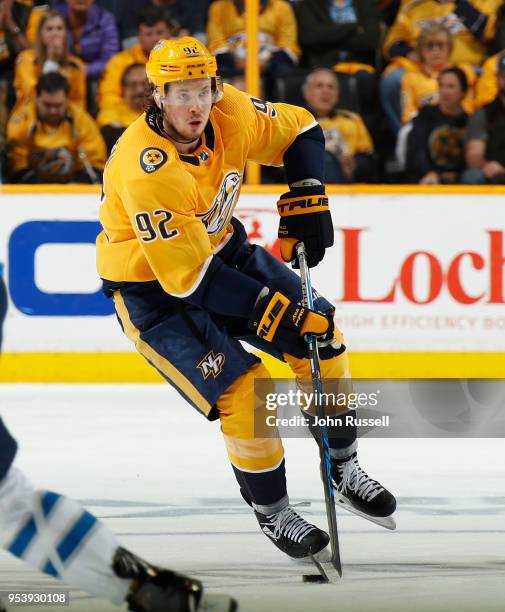 Ryan Johansen of the Nashville Predators skates against the Winnipeg Jets in Game Two of the Western Conference Second Round during the 2018 NHL...