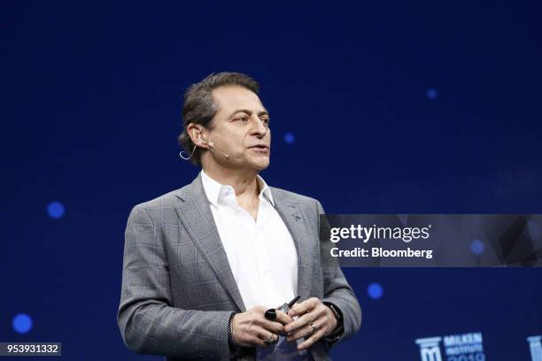 Peter Diamandis, founder and executive chairman of the X Prize Foundation Inc., speaks during the Milken Institute Global Conference in Beverly...