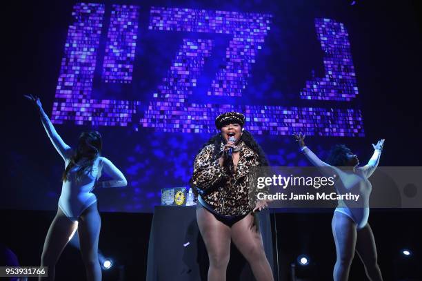 Lizzo performs onstage during Refinery29 Presents: The World of Abundance at New Fronts NYC 2018 on May 2, 2018 in New York City.