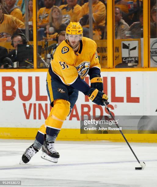 Austin Watson of the Nashville Predators skates against the Winnipeg Jets in Game Two of the Western Conference Second Round during the 2018 NHL...