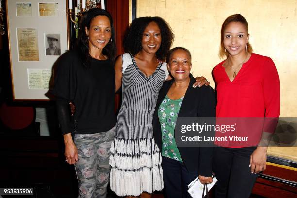 Christine Arron, Nadege Beausson-Diagne, Christiane Taubira and Estelle Mossely attend "Noire n'est pas mon Metier" Book Signing at Le Fouquet's on...