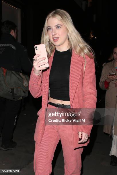 Anais Gallagher seen attending BFC Vogue Designer Fashion Fund cocktail reception at The Mandrake Hotel on May 2, 2018 in London, England.