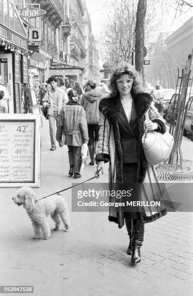 Sylvia Jeanjacquot, l'ex compagne de Jacques Mesrine, à Paris le 7 avril 1988, France.