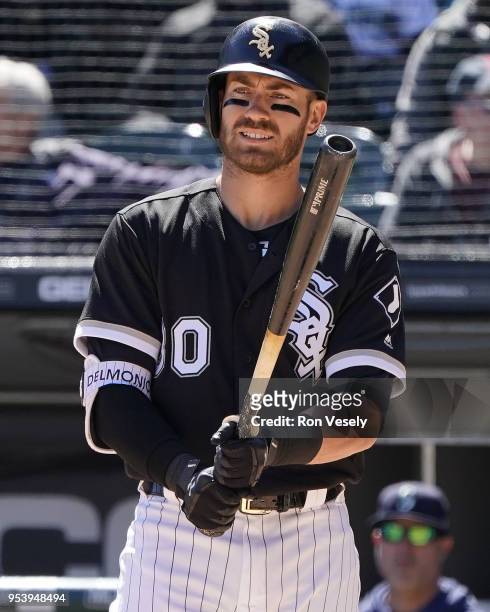 Nicky Delmonico of the Chicago White Sox bats against the Seattle Mariners on April 25, 2018 at Guaranteed Rate Field in Chicago, Illinois. Nicky...