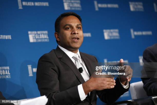 Bharat Vasan, chief executive officer of PAX Labs Inc., speaks during the Milken Institute Global Conference in Beverly Hills, California, U.S., on...