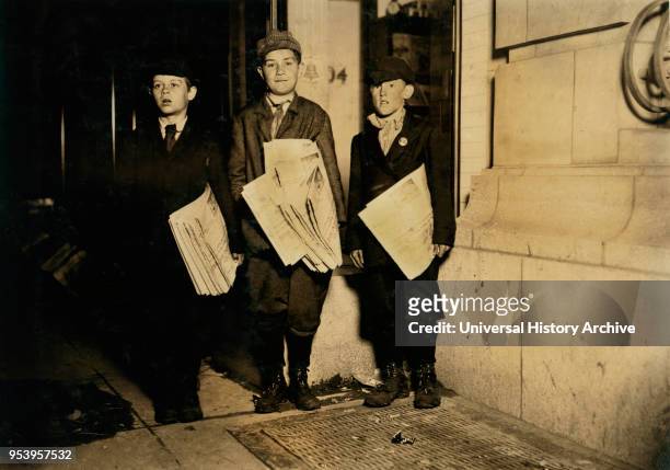 Lawrence Lee, 10 years old, Michael Nyland, 11 years old, Martin Garvin, 12 years old, Full-Length Portrait Selling Newspapers near 14th after...