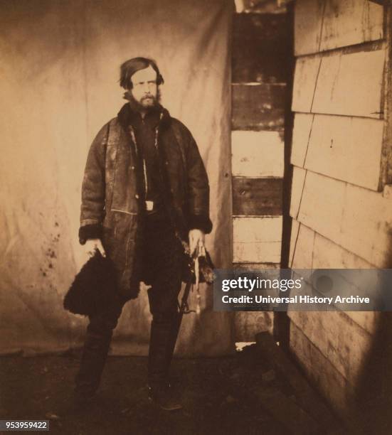 British Captain Alexander Leslie-Melville, Lord Balgonie, Grenadier Guards, Crimean War, Crimea, Ukraine, by Roger Fenton, 1855.