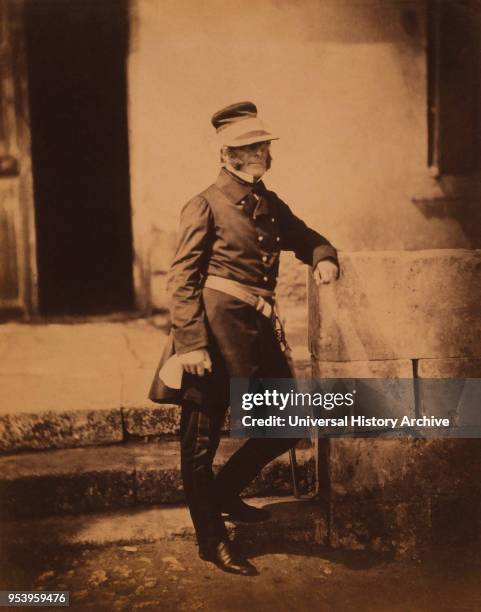 British Major-General James Bucknall Estcourt, Full-Length Portrait, Wearing Uniform and Hat with Arm Resting on Wall, Crimean War, Crimea, Ukraine,...