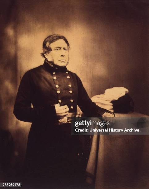 British Lieutenant-General Sir Henry John William Bentinck, Three-Quarter Portrait with Hand in Shirt, Crimean War, Crimea, Ukraine, by Roger Fenton,...