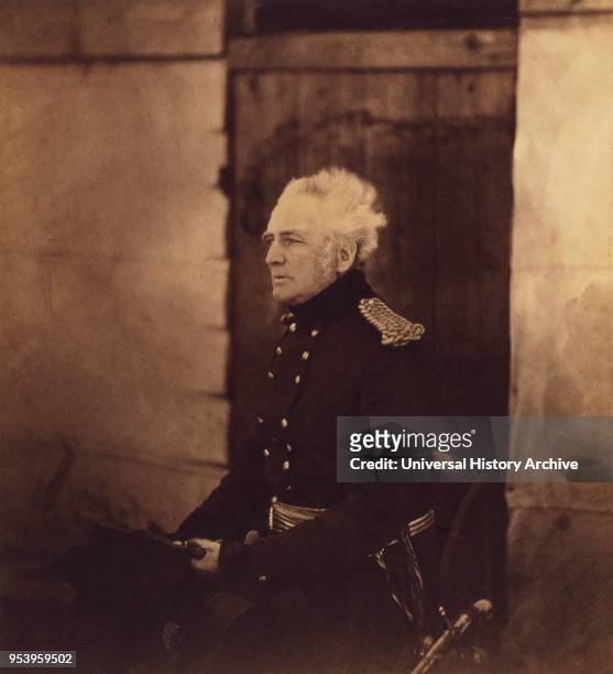 British Lieutenant-General Sir George Brown, Three-Quarter length Seated Portrait Wearing Uniform, Crimean War, Crimea, Ukraine, by Roger Fenton,...