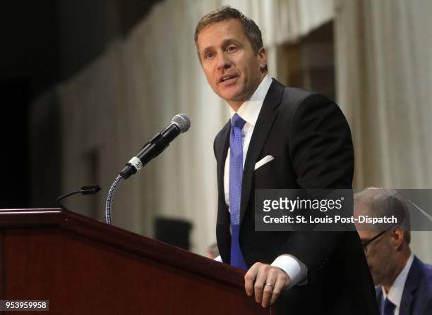 Gov. Eric Greitens delivers the keynote address at the St. Louis Area Police Chiefs Association 27th Annual Police Officer Memorial Prayer Breakfast...