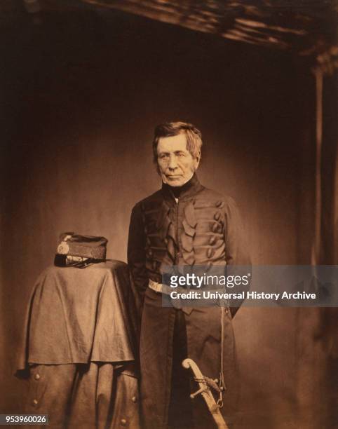 British Lieutenant General Sir John Burgoyne, Inspector General of Fortifications, Three-Quarter Length Portrait, Crimean War, Crimea, Ukraine, by...