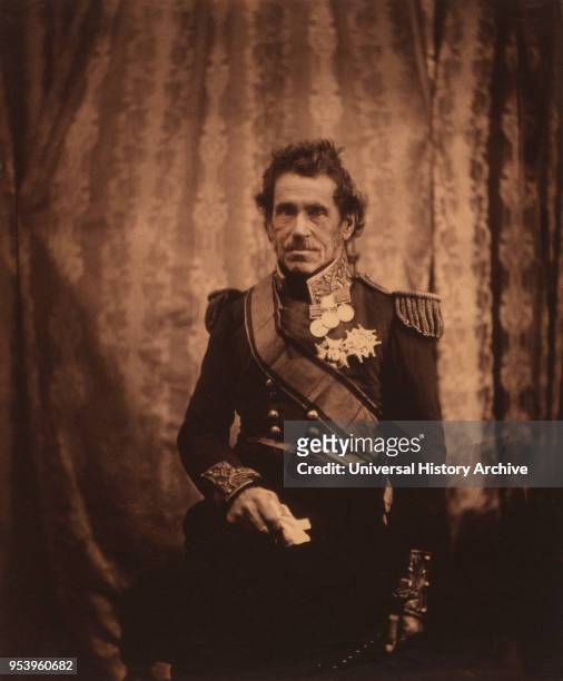 British General Sir George de Lacy Evans, Three-Quarter Length Portrait in Dress Uniform, Crimean War, Crimea, Ukraine, by Roger Fenton, 1855.