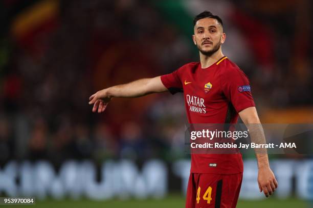 Konstantinos Manolas of AS Roma during the UEFA Champions League Semi Final Second Leg match between A.S. Roma and Liverpool at Stadio Olimpico on...