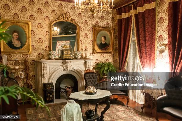Victorian parlor or living room decorated with authentic items.
