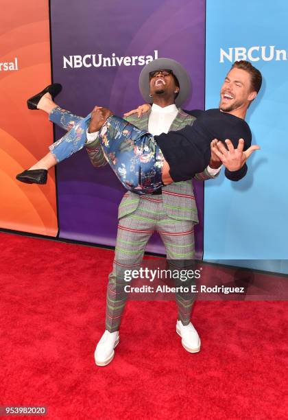 Hosts NE-YO and Derek Hough attends NBCUniversal's Summer Press Day 2018 at The Universal Studios Backlot on May 2, 2018 in Universal City,...