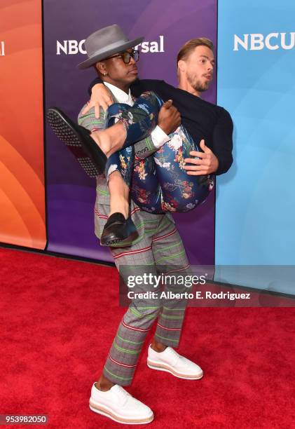 Hosts NE-YO and Derek Hough attends NBCUniversal's Summer Press Day 2018 at The Universal Studios Backlot on May 2, 2018 in Universal City,...