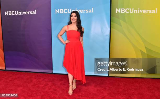 Actress Auili'i Cravalho attends NBCUniversal's Summer Press Day 2018 at The Universal Studios Backlot on May 2, 2018 in Universal City, California.