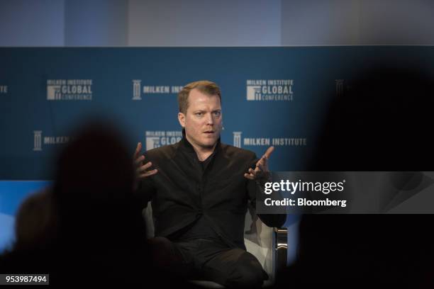 Chad Anderson, chief executive officer of Space Angels Holding Inc., speaks during the Milken Institute Global Conference in Beverly Hills,...