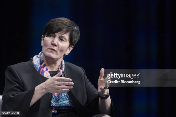 Stephanie von Friedeburg, chief operating officer of International Finance Corp. , speaks during the Milken Institute Global Conference in Beverly...