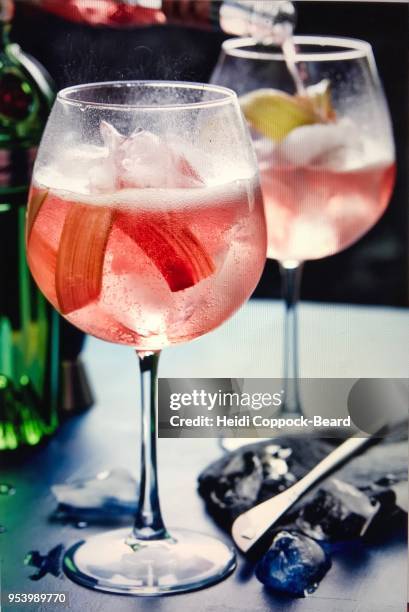 rhubarb tonic drink - heidi coppock beard stock pictures, royalty-free photos & images