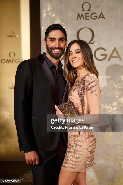 Swimmer Magnini Filippo and Giorgia Palmas attend the OMEGA Tresor Event at Kraftwerk Mitte on May 2, 2018 in Berlin, Germany.