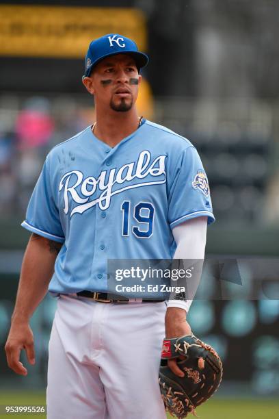Cheslor Cuthbert of the Kansas City Royals in action against the Chicago White Sox at Kauffman Stadium on April 29, 2018 in Kansas City, Missouri....