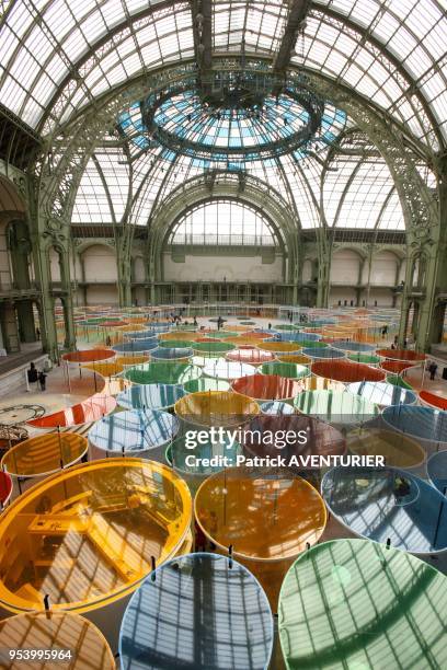 Daniel Buren Unveil "Exentrique-in situ" Artwork At Monumentaon on May 09, 2012 in Paris, France. Monumenta is a unique spectacle in the world. Every...