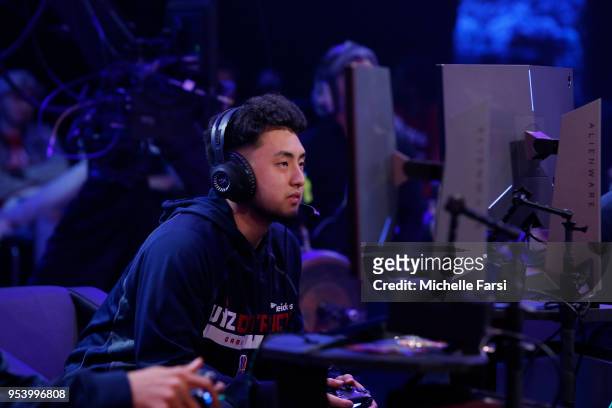 Jin of Wizards District Gaming plays against Knicks Gaming during the NBA 2K League Tip Off Tournament on May 2, 2018 at Brooklyn Studios in Long...