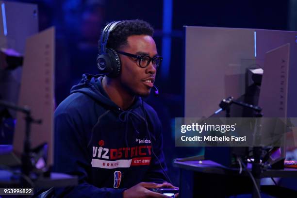 ReeseDaGod23 of Wizards District Gaming plays against Knicks Gaming during the NBA 2K League Tip Off Tournament on May 2, 2018 at Brooklyn Studios in...