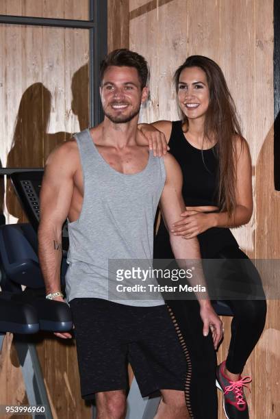 Sebastian Pannek with his girlfriend Clea-Lacy Juhn during John's Bootcamp Opening on May 2, 2018 in Berlin, Germany.