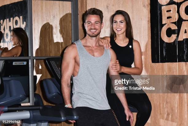 Sebastian Pannek with his girlfriend Clea-Lacy Juhn during John's Bootcamp Opening on May 2, 2018 in Berlin, Germany.