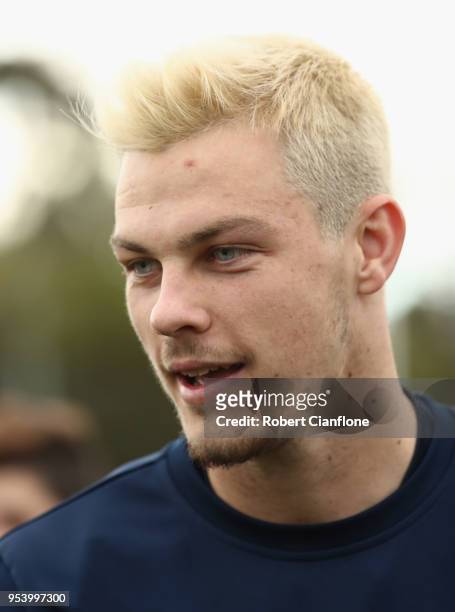 James Donachie of the Victory is seen during a Melbourne Victory A-League training session at Gosch's Paddock on May 3, 2018 in Melbourne, Australia.
