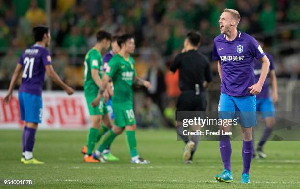 Felix Bastians of Tianjin Teda in action during 2018 China Football Association Cup match between Beijing Guoan and Tianjin Teda at Workers Stadium...