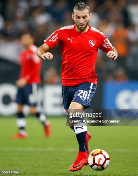 Gaston Silva of Independiente of Argentina in action during the match against Corinthians for the Copa CONMEBOL Libertadores 2018 at Arena...