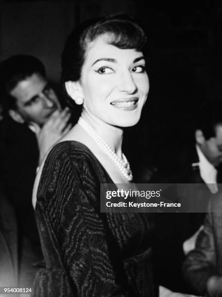 Portrait de la cantatrice Maria Callas à Paris, France, en décembre 1958.