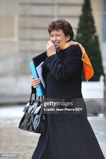 Roselyne Bachelot à l'Elysée pour un conseil des ministres Paris le 17 janvier 2009.