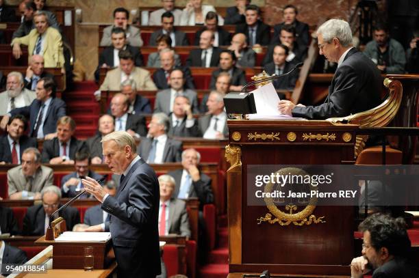 Le Premier ministre Jean-Marc Ayrault prononce à l'Assemblée Nationale son discours de politique générale à Paris le 3 juillet 2012, France.
